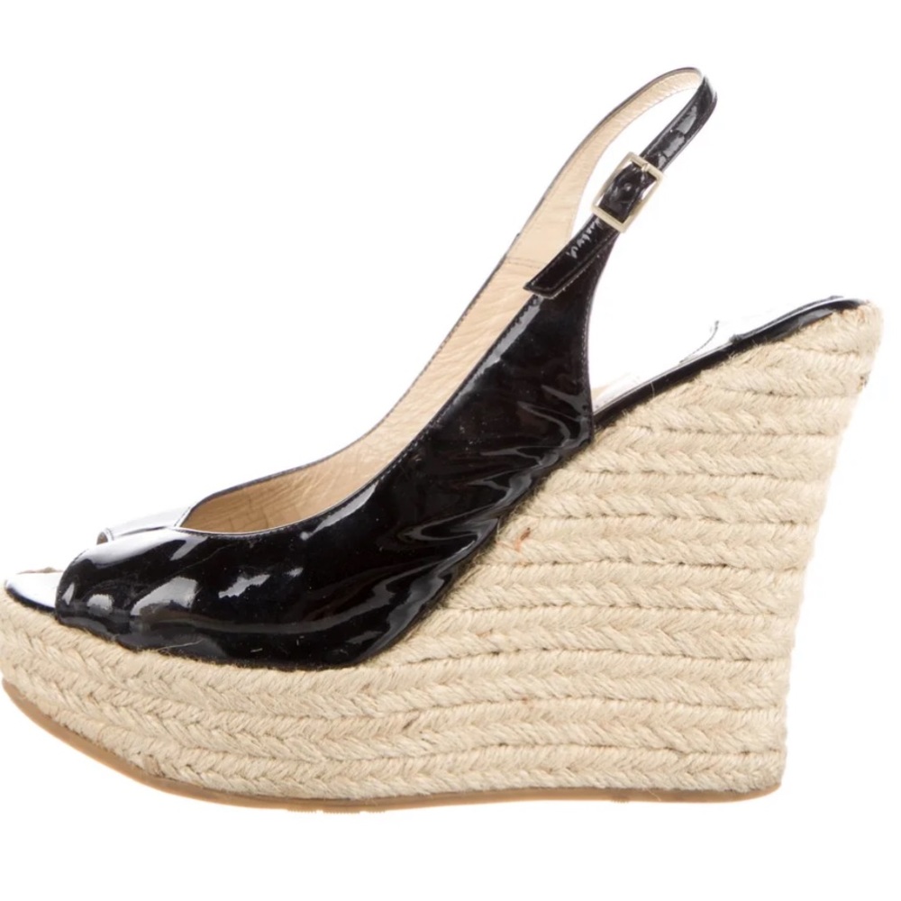 Jimmy Choo Patent Leather Espadrilles Black